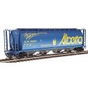 59` 4-Bay Cylindrical Covered Hopper - Trough Hatch Version - Ready to Run -- Alberta ALPX (Blue w/yellow Lettering, `Take An Al