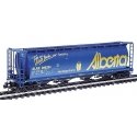 59` 4-Bay Cylindrical Covered Hopper - Trough Hatch Version - Ready to Run -- Alberta ALNX (Blue w/yellow Lettering, `Take An Al