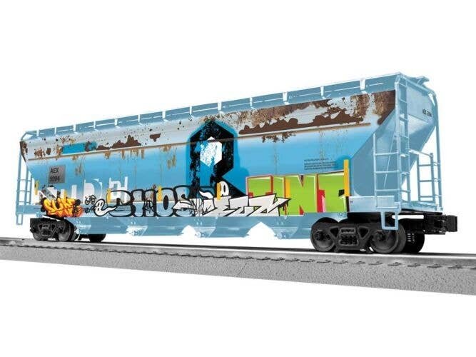 ACF 4-Bay Covered Hopper - 3-Rail - Ready to Run -- The Andersons AEX 5094 (Ex-RI, Weathered, blue, black, Graffiti), O, Lionel 
