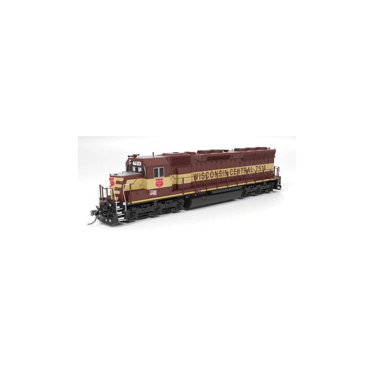 EMD SD45 - Sound and DCC - Paragon4(TM) -- Wisconsin Central 7514 (maroon, gold), HO, Broadway Limited Imports 9825