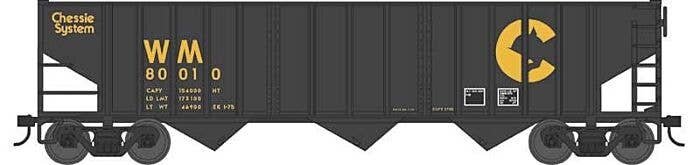 70-Ton 14-Panel 3-Bay Hopper - Ready to Run -- Chessie WM 80056 (black, yellow, Large Logo), HO, Bowser Manufacturing Co. 43490