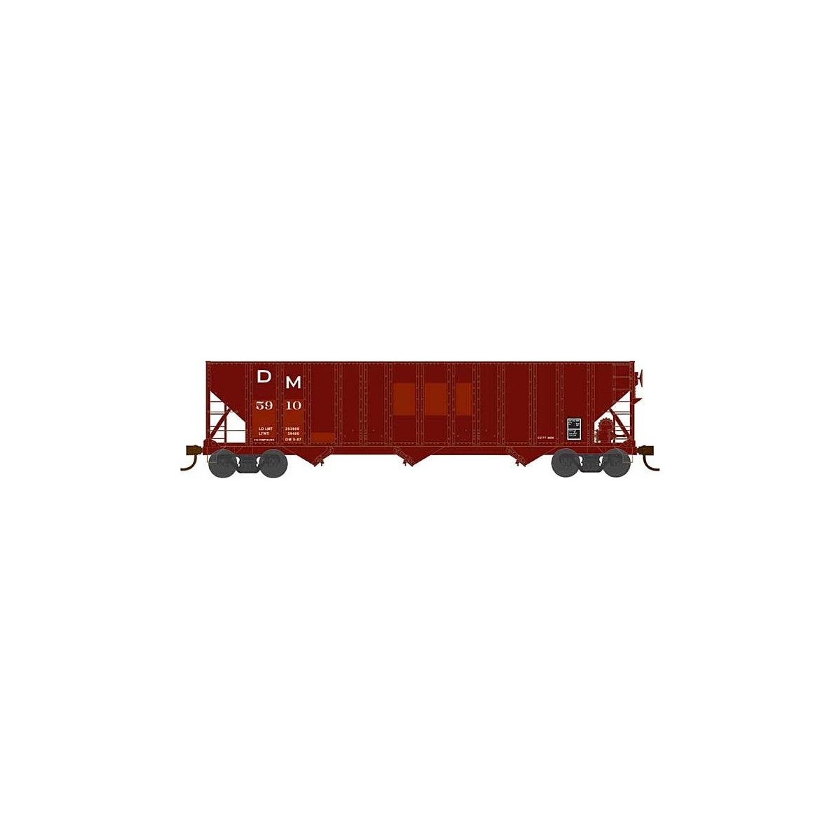 100-Ton 3-Bay Open Hopper - Ready to Run - Executive Line -- Detroit & Mackinac 5923 (Patched, Boxcar Red), HO, Bowser Manufactu