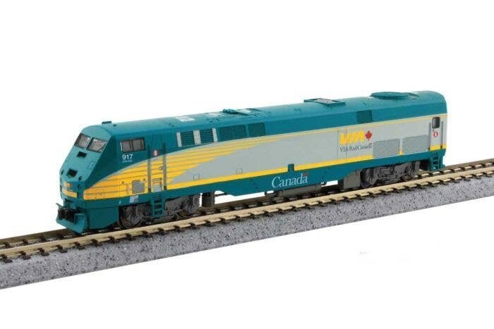 GE P42 Genesis - DCC -- VIA Rail Canada 917 (gray, teal, yellow), N, Kato USA Inc 1766043DCC