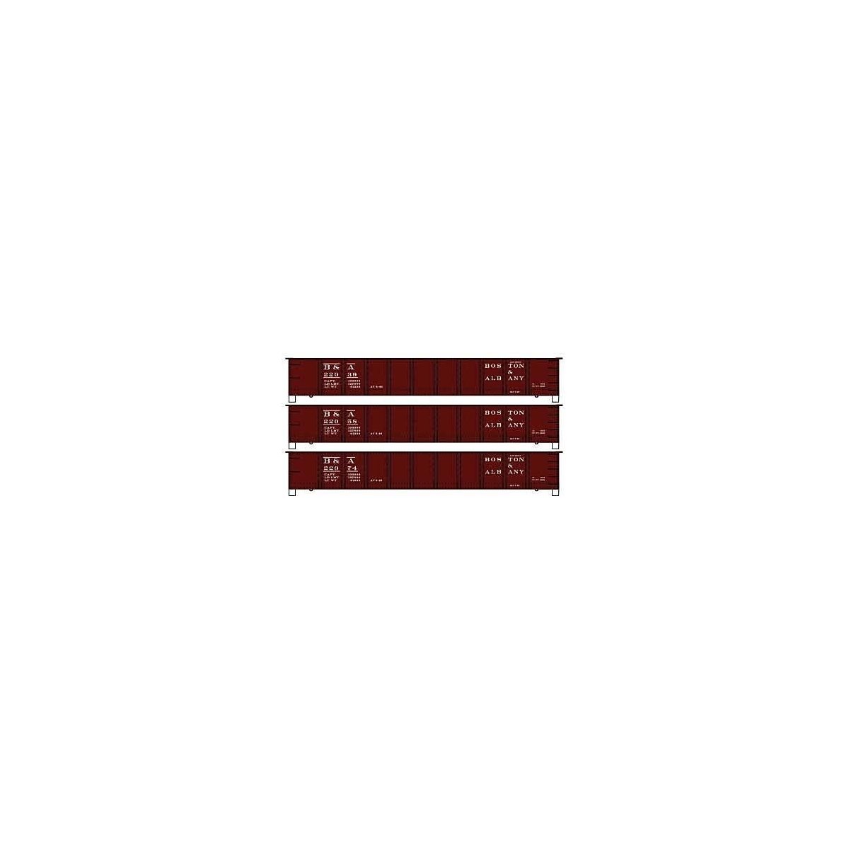 AAR 41′ Steel Gondola 3-Pack - Kit -- Boston & Albany 22039, 22058, 22074 (Boxcar Red), HO, Accurail Inc 37754