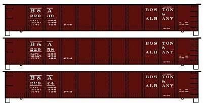 AAR 41′ Steel Gondola 3-Pack - Kit -- Boston & Albany 22039, 22058, 22074 (Boxcar Red), HO, Accurail Inc 37754