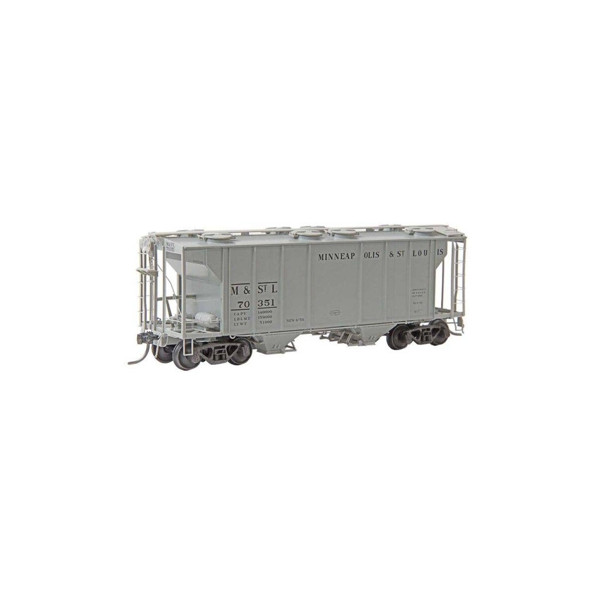 PS-2 2-Bay Covered Hopper - Ready to Run -- Minneapolis & St Louis 8343, HO, Kadee Quality Products 8343