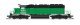 EMD SD40-2 Low Nose - Standard DC - Stealth -- BNSF Railway 1686 (Ex-BN Cascade Green, bl, N, Broadway Limited Imports 9483