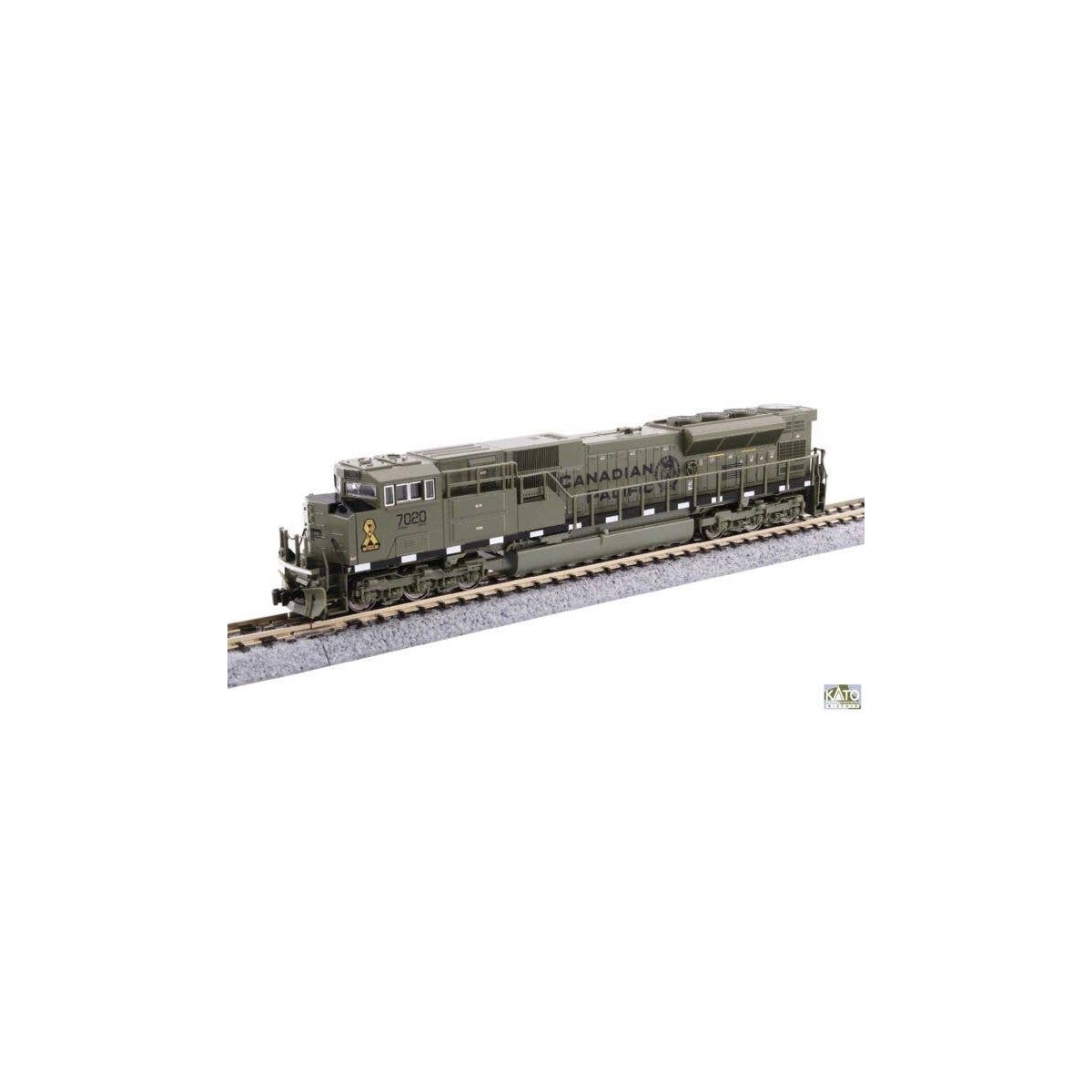 EMD SD70ACU - Standard DC -- Canadian Pacific 7020 (Military Heritage Yellow Ribbon, green, black), N, Kato USA Inc 1768541