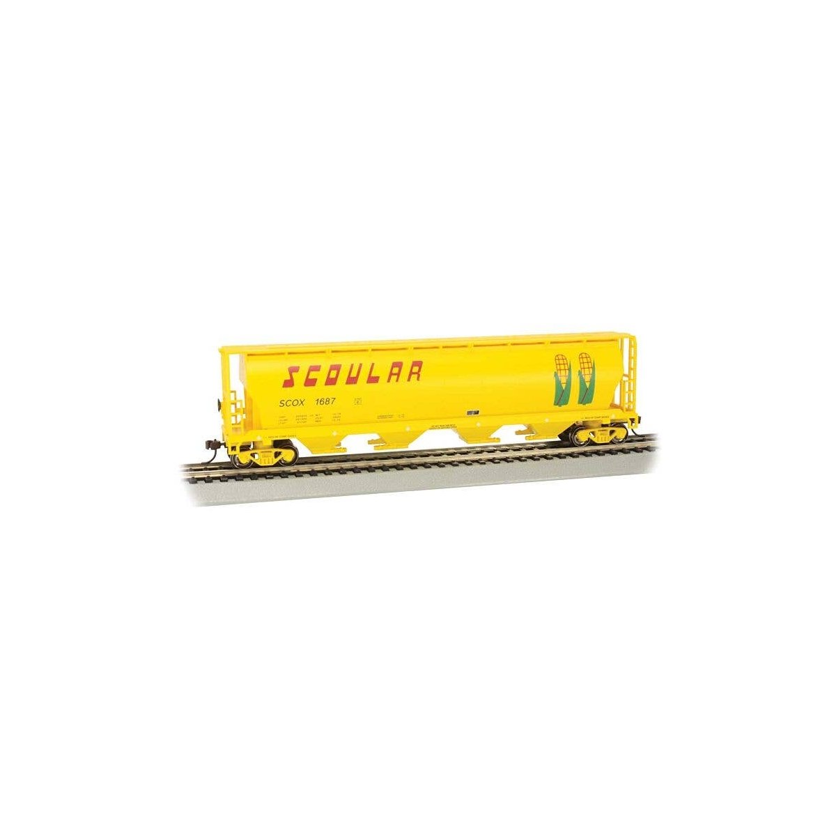 Canadian Cylindrical 4-Bay Grain Hopper - Ready to Run - Silver Series(R) -- Scoular Grain 1687 (yellow), HO, Bachmann Industrie