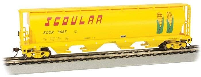 Canadian Cylindrical 4-Bay Grain Hopper - Ready to Run - Silver Series(R) -- Scoular Grain 1687 (yellow), HO, Bachmann Industrie