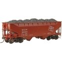 50-Ton AAR Standard Offset 2-Bay Open Hopper w/Coal Load - Ready to Run -- Milwaukee Road 96863 (Boxcar Red, CMStP&P Logo), HO, 
