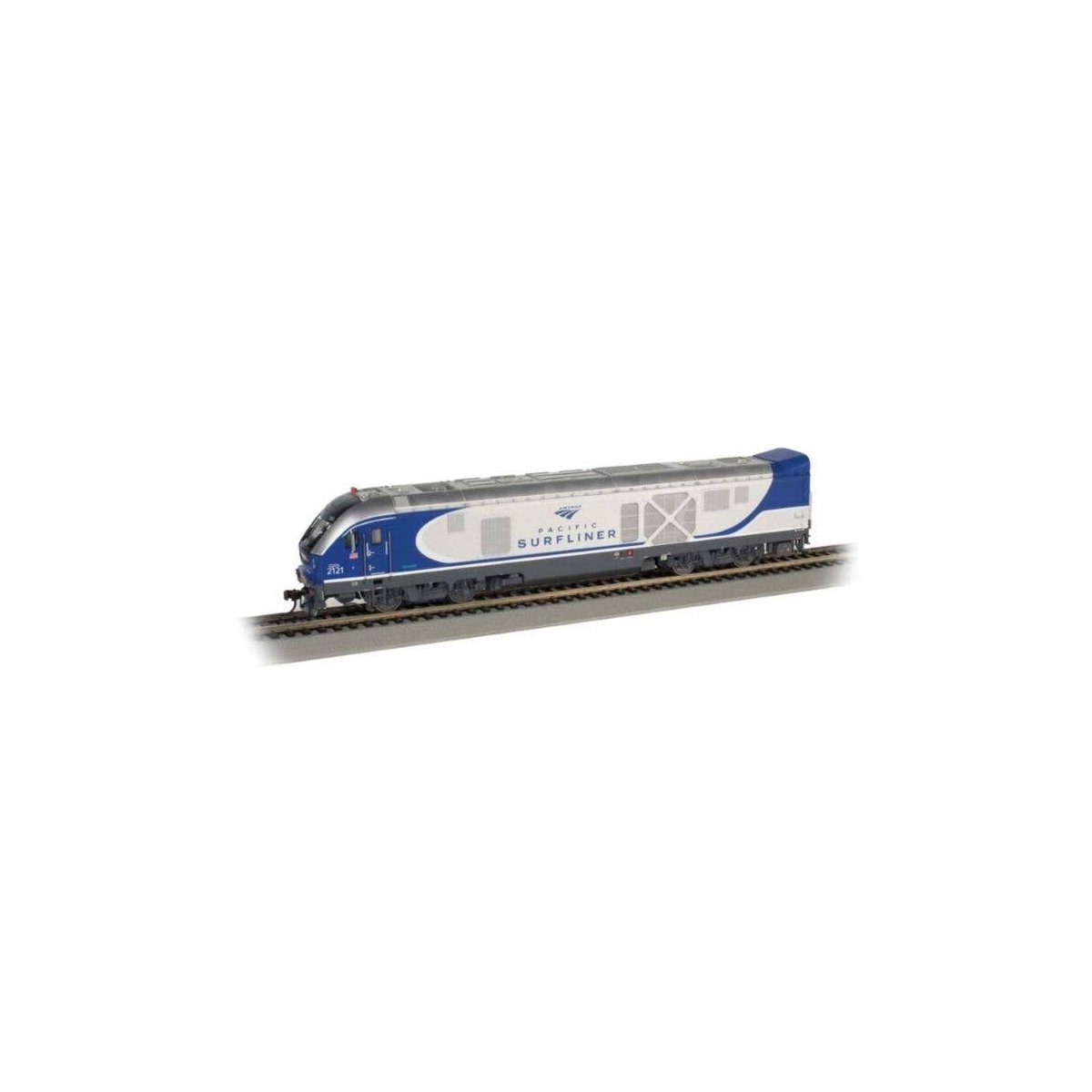 Siemens SC-44 Charger - WowSound(R) and DCC -- Amtrak 2121 (Pacific Surfliner silver, blue, , HO, Bachmann Industries 67910