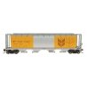59′ 4-Bay Cylindrical Covered Hopper - Trough Hatch Version - Ready to Run -- Government of Canada CNWX (Silver w/Bright Yello