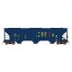 4797 PS2-CD Covered Hopper Class H-100-21 Version - Ready to Run -- Golden West KCS (blue, yellow, red), HO, Intermountain Railw