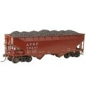 50-Ton AAR Standard Offset 2-Bay Open Hopper with Coal Load - Ready to Run -- Santa Fe 78231 (As-Delivered 1948, Boxcar Red), HO