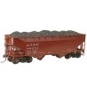 50-Ton AAR Standard Offset 2-Bay Open Hopper with Coal Load - Ready to Run -- Santa Fe 78231 (As-Delivered 1948, Boxcar Red), HO