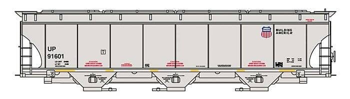Trinity 5161 Cubic Foot Covered Hopper - Ready to Run -- Union Pacific (gray, small Building America Logo, yellow conspicuity ma
