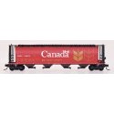 59′ 4-Bay Cylindrical Covered Hopper - Trough Hatch Version - Ready to Run -- Government of Canada CNWX (red, yellow, black, w
