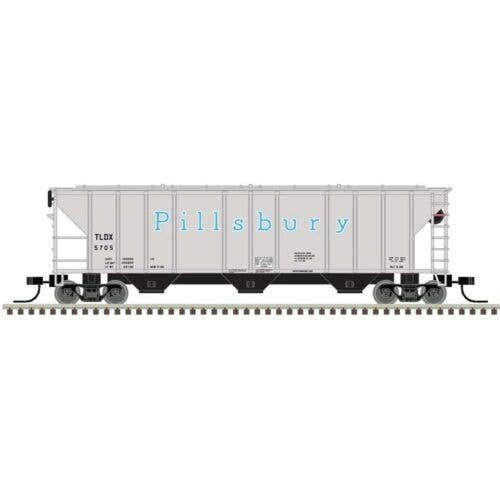 PS-2 4427 3-Bay Covered Hopper - Ready to Run - Master(R) -- Pillsbury TLDX 5705 (gray, blue), N, Atlas Model Railroad Co. 50006