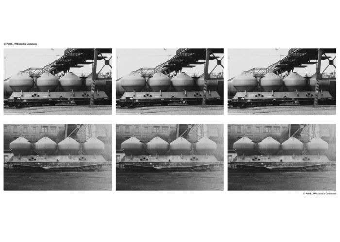 Type Uacs Silo Car 6-Pack - Ready to Run - Minitrix -- Czechoslovakian State Railways CSD (Era IV 1974, 3 green, 3 Boxcar Red),