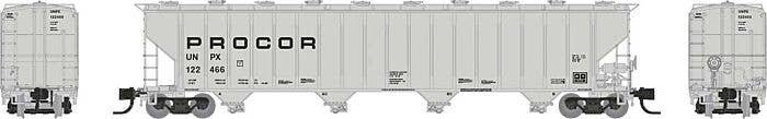 Procor 5820 Covered Hopper 6-Pack - Ready to Run -- Procor Ltd. UNPX (gray, mid black solid lettering), N, Rapido Trains Inc 560
