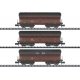 Type OOtz Fad 50 Hopper Car 3-Pack - Ready to Run - Minitrix -- German Federal Railroad DB (Era III 1960s, weathered, Boxcar Red
