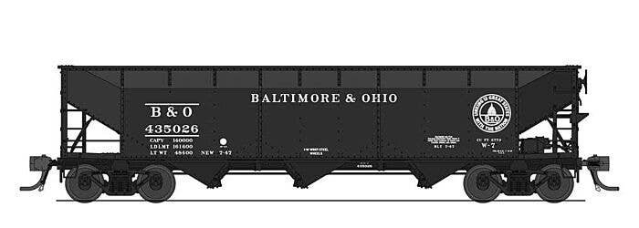 AAR 70-Ton 3-Bay Hopper w/Load 4-Pack - Ready to Run -- Baltimore & Ohio 435026, 435033, 435084, 435128 (black, 13 States Logo),