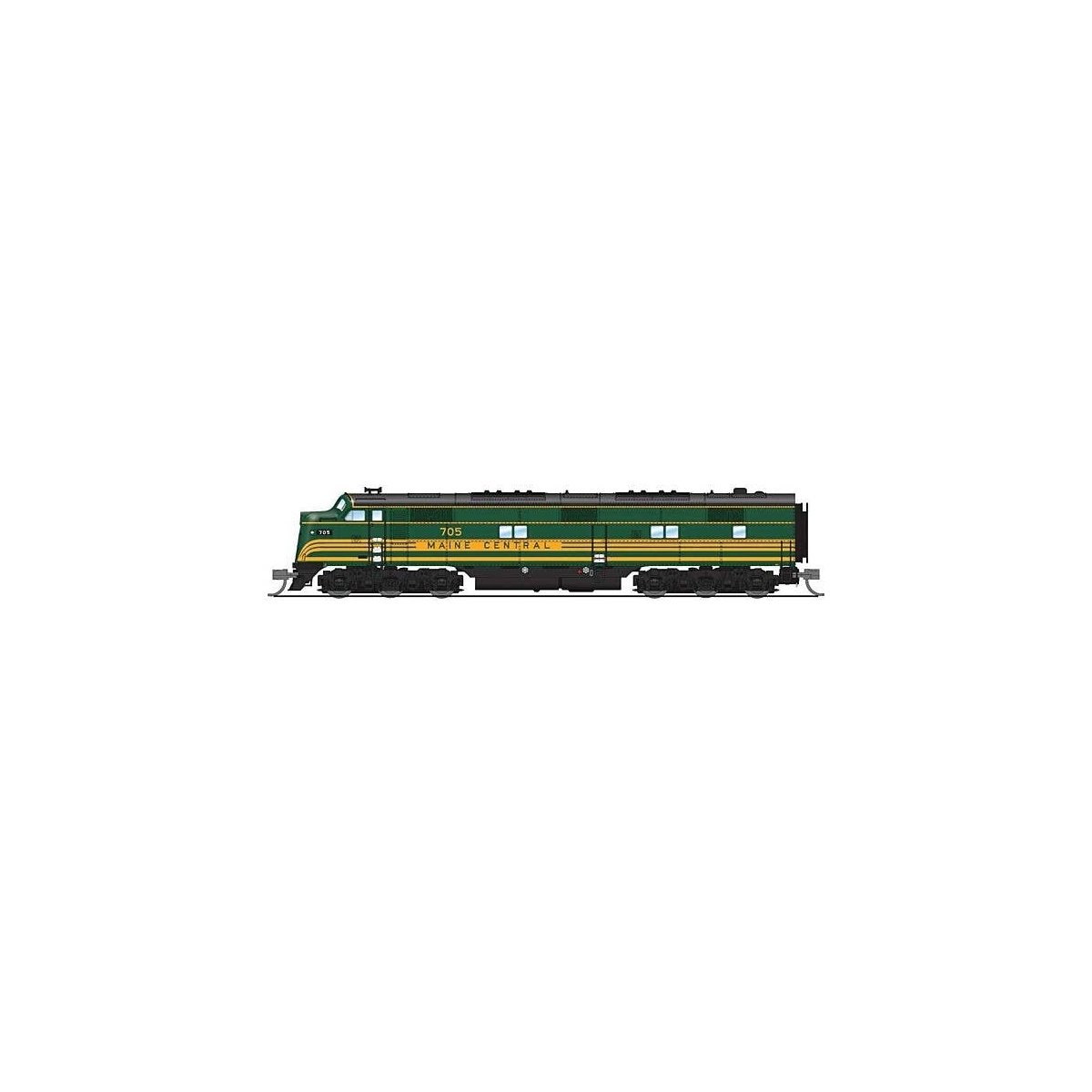 EMD E7A - Sound & DCC - Paragon4(TM) -- Maine Central 705 (green, Dulux Gold), N, Broadway Limited Imports 8765