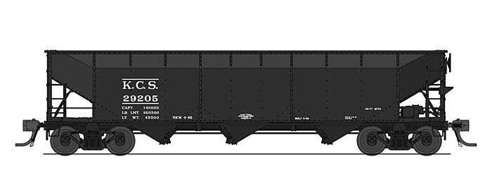 AAR 70-Ton 3-Bay Hopper w/Load 4-Pack - Ready to Run -- Kansas City Southern (black), HO, Broadway Limited Imports 8112