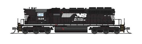 EMD SD40-2 Low Nose - Standard DC - Stealth -- Norfolk Southern 1628 (black, white, Horse, N, Broadway Limited Imports 9487