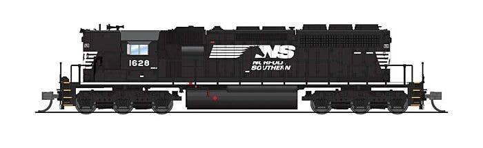 EMD SD40-2 Low Nose - Standard DC - Stealth -- Norfolk Southern 1628 (black, white, Horse, N, Broadway Limited Imports 9487