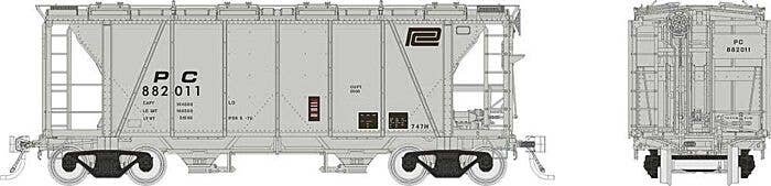 Enterprise 2-Bay Covered Hopper 6-Pack - Ready to Run -- Penn Central Set 1 (gray, black, Small Logo), HO, Rapido Trains Inc 149
