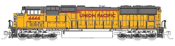 EMD SD70M with Flat Radiators - DCC -- Union Pacific 4444 (Armour Yellow, gray, red, yellow Fra, N, Kato USA Inc 1767618DCC