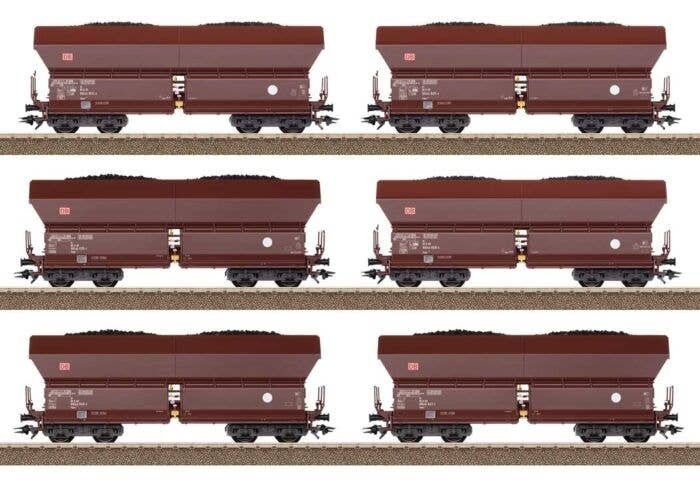 Type Falns 182 Hopper 6-Pack - Ready to Run -- German Railroad DB AG (Era VI 2015, Boxcar Red), HO, Trix 24182