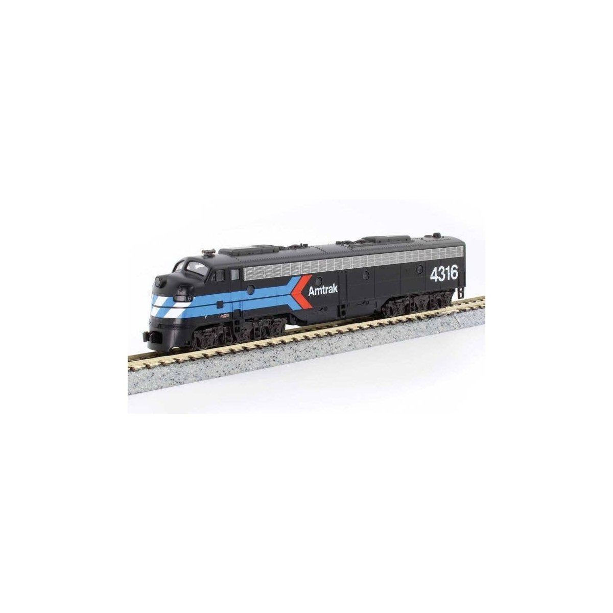 EMD E8A w/Single Headlight & Passenger Pilot - Standard DC -- Amtrak 4316 (Day One Scheme black, b, N, Kato USA Inc 1761971