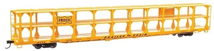 89′ Flatcar w/Tri-Level Open Auto Rack - Ready to Run -- St. Louis - San Francisco Rack Trailer-, HO, WalthersMainline 8217