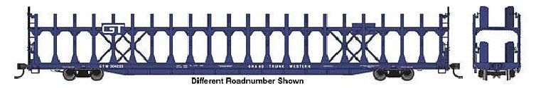 89′ Flatcar w/Bi-Level Open Auto Rack - Ready to Run -- Grand Trunk Western 304225, HO, WalthersMainline 8034