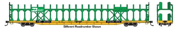89′ Flatcar w/Bi-Level Open Auto Rack - Ready to Run -- Burlington Northern 963909, HO, WalthersMainline 8030