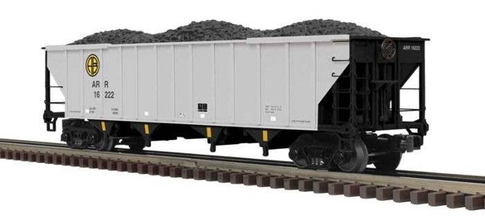 4-Bay Coal Hopper - 2-Rail - Ready to Run - Premier -- Alaska Railroad (silver, black, blue, yellow), O, Atlas O 3002282