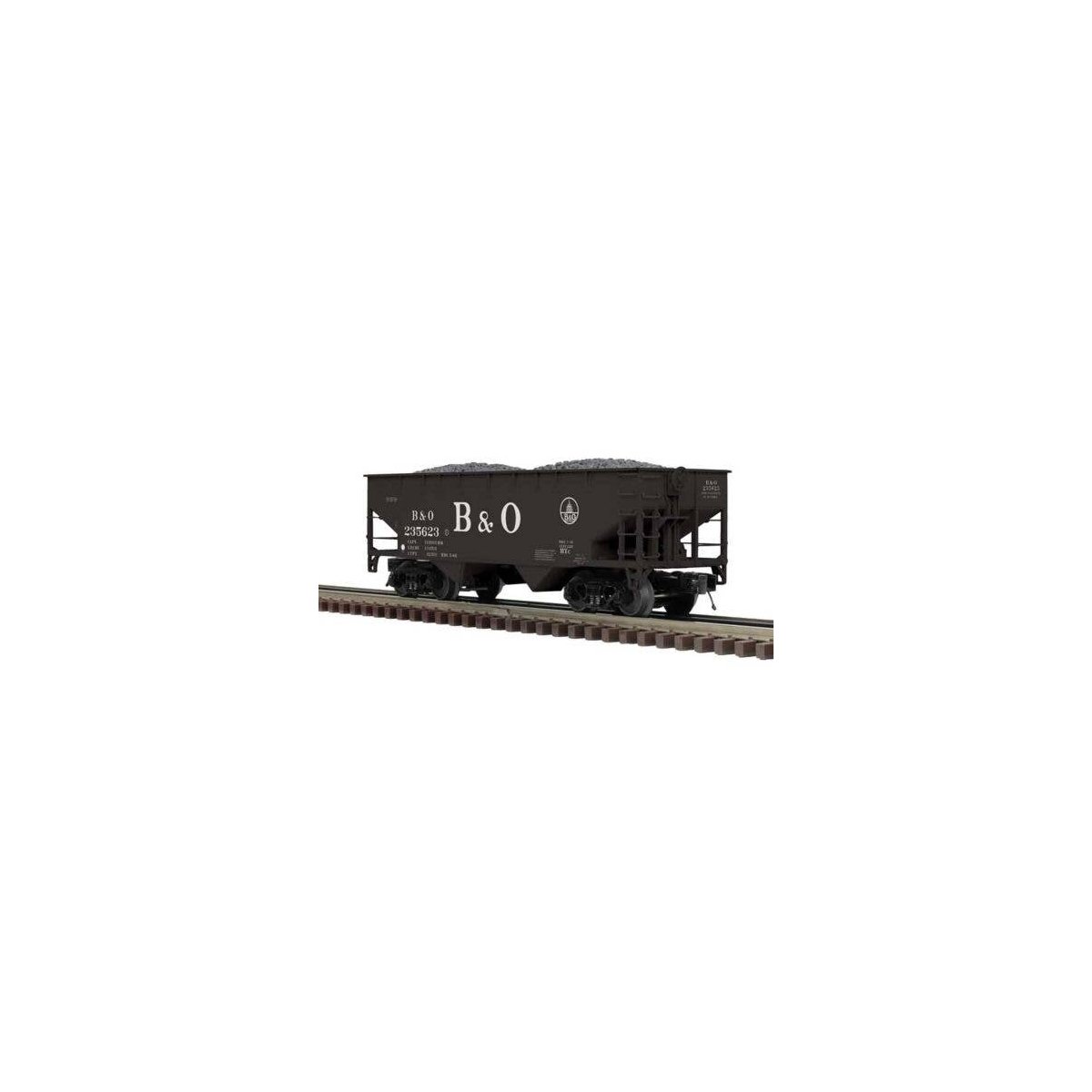 Offset-Side 2-Bay Hopper - 2-Rail - Ready to Run - Premier -- Baltimore & Ohio (black, Large B&O), O, Atlas O 3002391