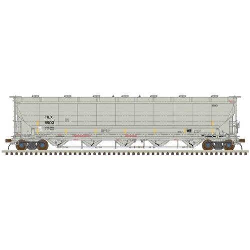 Trinity 5660 PD Covered Hopper - Ready to Run -- Trinity Industries Leasing TILX 6010 (gray, black, yellow conspicuity strip, HO