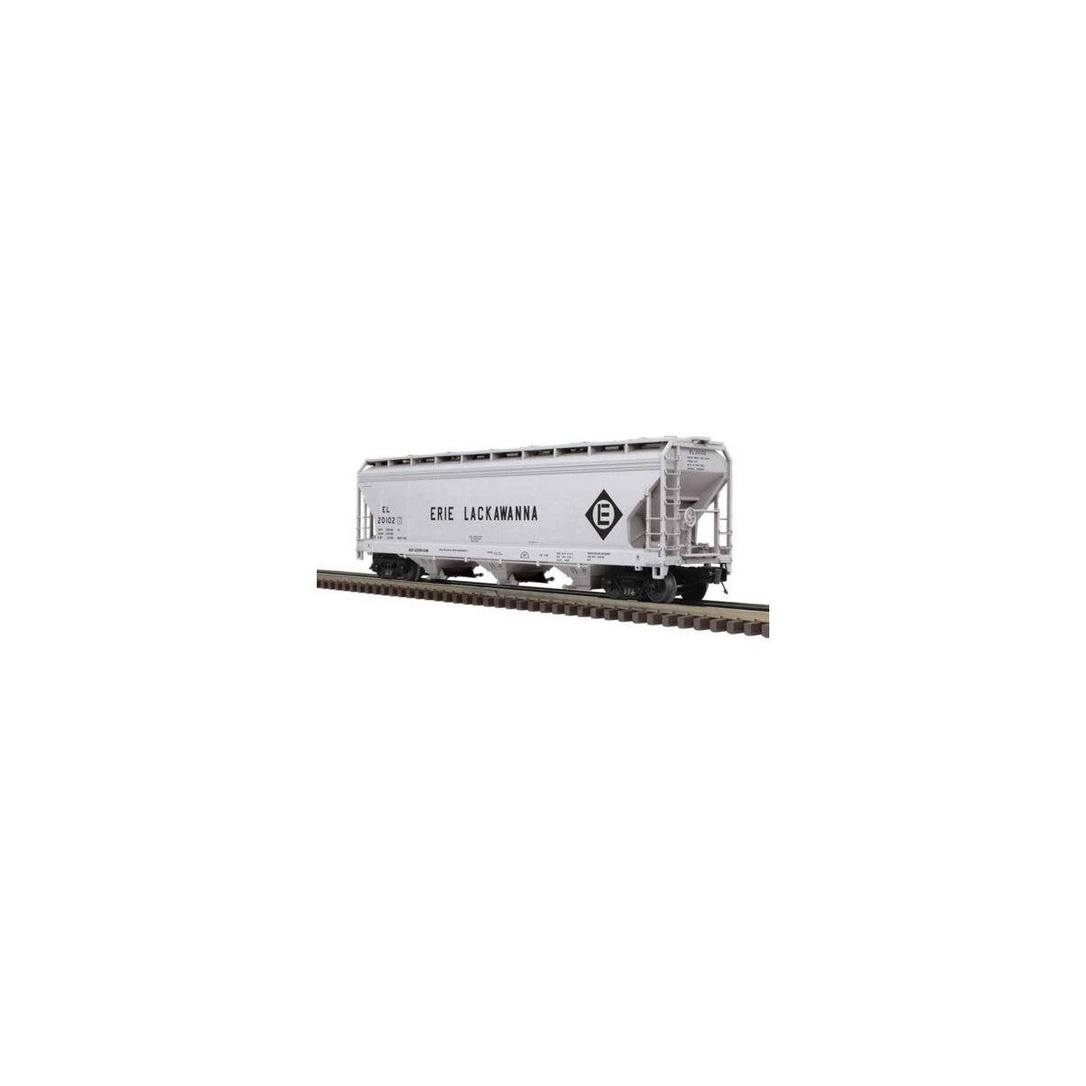ACF(R) 3-Bay Centerflow Covered Hopper - 3-Rail - Premier -- Erie Lackawana (gray, black, Roadname and Logo), O, Atlas O 3001624