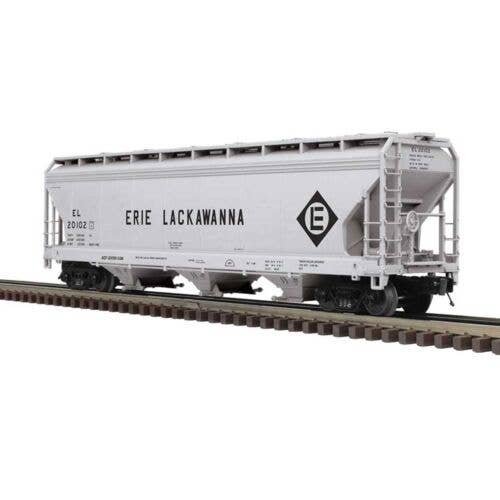ACF(R) 3-Bay Centerflow Covered Hopper - 3-Rail - Premier -- Erie Lackawana (gray, black, Roadname and Logo), O, Atlas O 3001624