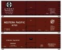 USRA 40′ Double-Sheathed Wood Boxcar 3-Pack - Kit -- Santa Fe 38542, Union Pacific 122389, Western P, HO, Accurail Inc 8178