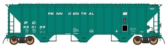 4785 PS2-CD Covered Hopper Late Version - Ready to Run -- Penn Central (Class H54B, Jade Green, Small Logo), HO, Intermountain R
