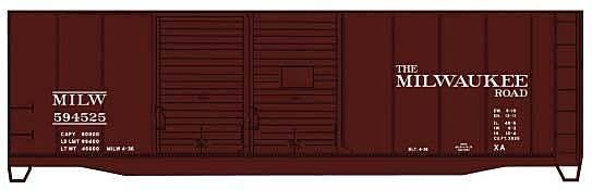 AAR 40′ Double-Door Boxcar - Kit -- Milwaukee Road 594525 (Boxcar Red, Spelled Out TMR), HO, Accurail Inc 3645