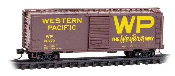 40′ Single-Door Boxcar - Ready to Run -- Western Pacific 20772 (Boxcar Red, yellow, Scrip, N, Micro Trains by Atlas 2000518