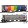 59′ 4-Bay Cylindrical Covered Hopper w/Round Hatches - Ready to Run -- Canadian National (1970 Rainbow Display Car), HO, Inter