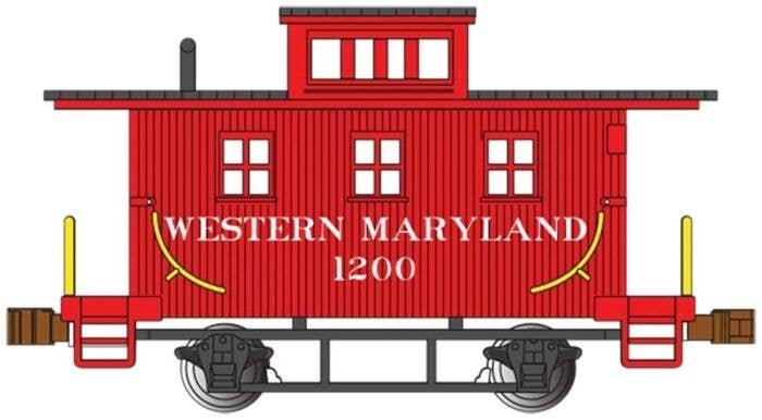 Old-Time Wood Bobber Caboose - Ready to Run -- Western Maryland 1200 (red, black), N, Bachmann Industries 15755