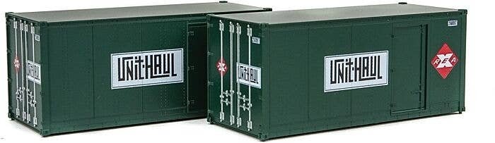 20′ Smooth-Side Container with Right Side Door 2-Pack - Ready to Run -- Railway Express Agen, HO, Walthers SceneMaster 8681